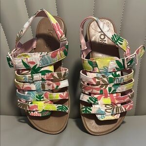 Toms Colorful Tropical Girls Brown Sandals Kids - Size 1